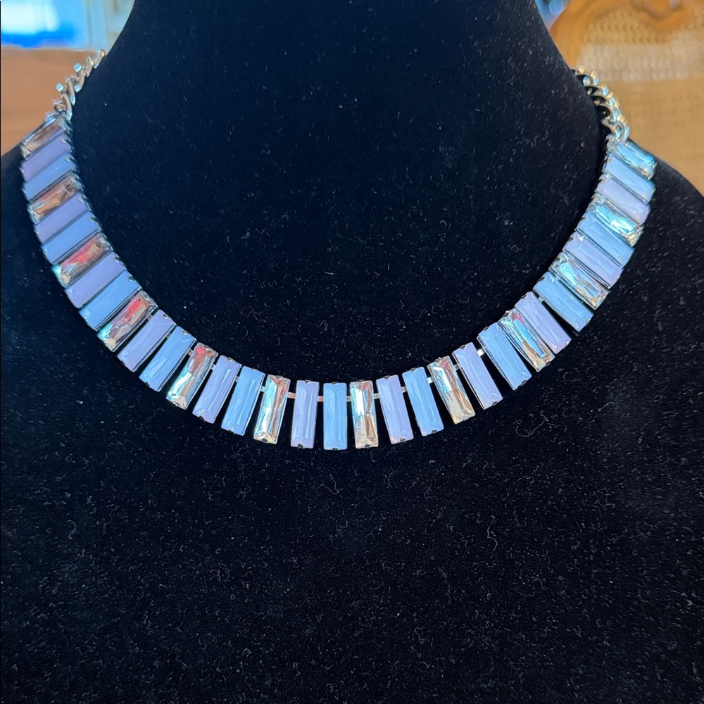 ElegantNEWNecklaceSilverChain withBlushPinkLavender&DiamondLikeCrystalsAdjustabl